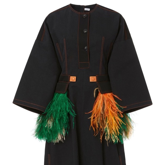 Loewe Dresses & Skirts - 💥SOLD💥 Denim dress with ostrich feather detail